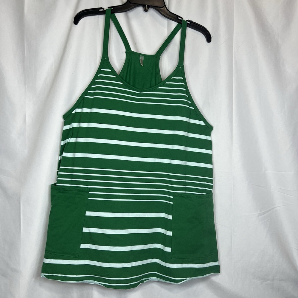 FP Free People Hot Shot Mini Dress Romper Stripe Green Women's M Sport Casual - Picture 2 of 14